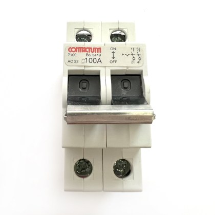 Contactum 7100 AC22 100A 100 Amp 2 Double Pole Isolator Main Switch Disconnector